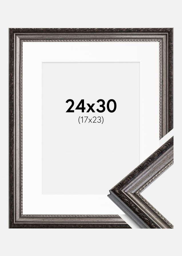 Ramme Abisko Sølv 24x30 cm - Passepartout Hvid 18x24 cm