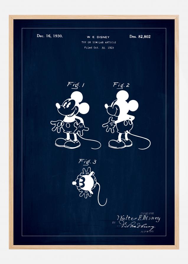 Patenttegning - Disney - Mickey Mouse - Blå Plakat