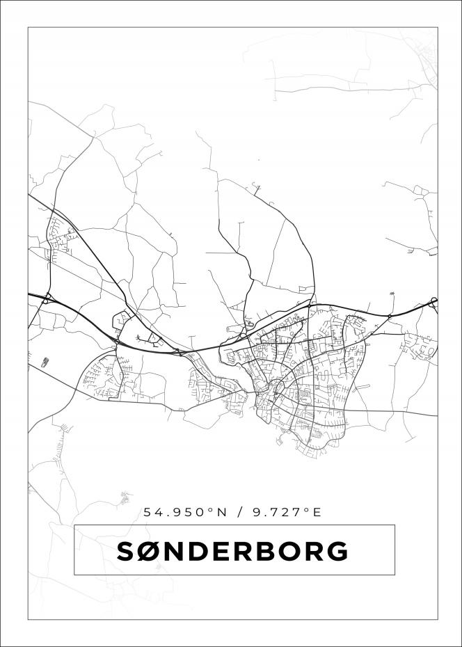 Kort - Snderborg - Hvid Plakat