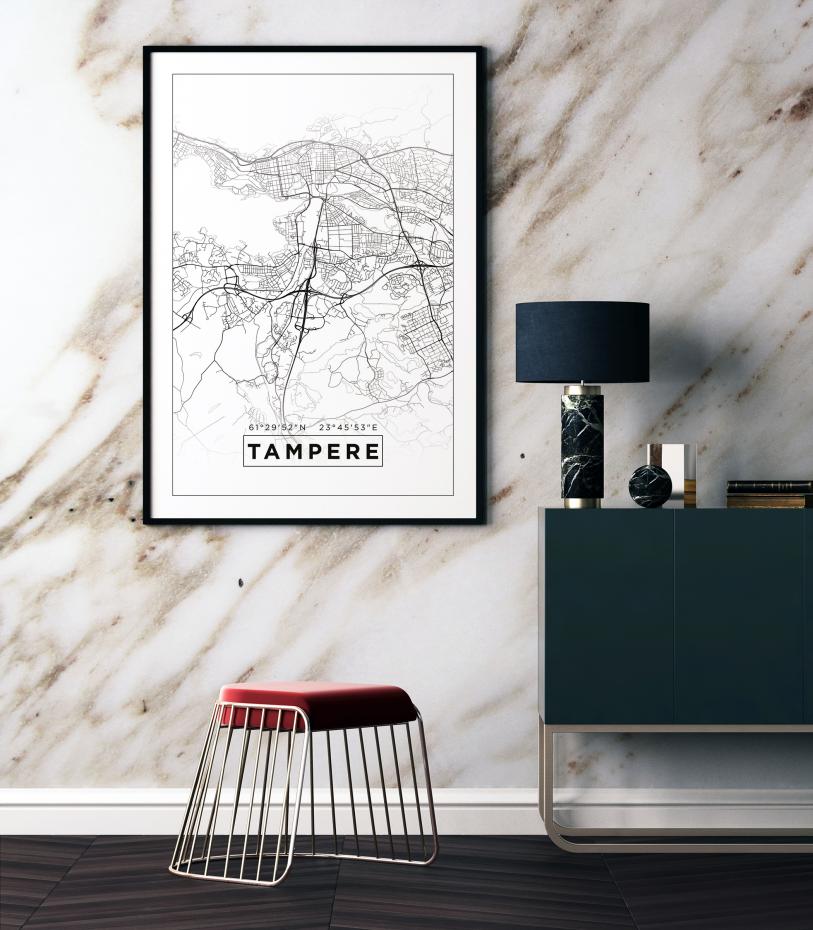 Kort - Tampere - Hvid Plakat