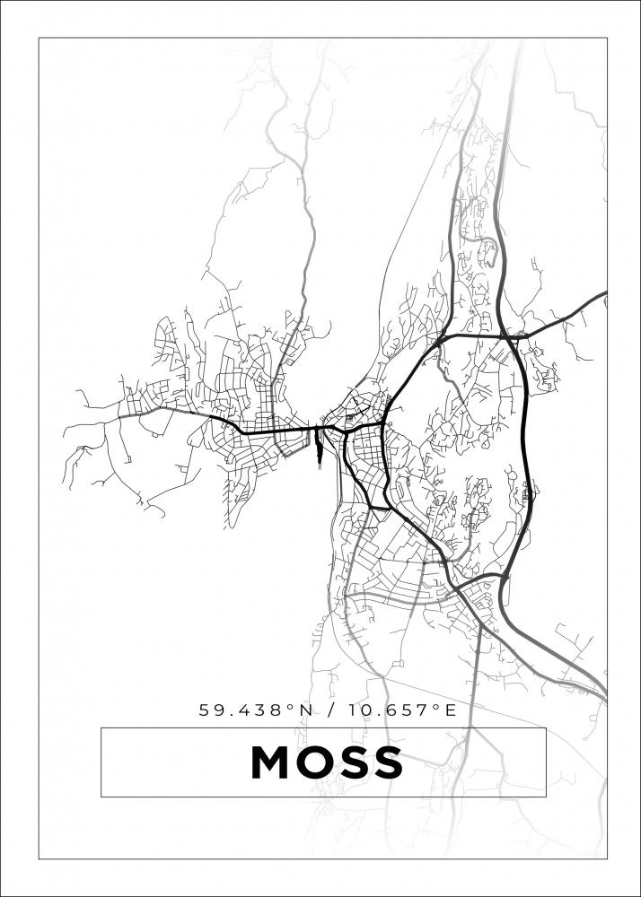 Kort - Moss - Hvid Plakat