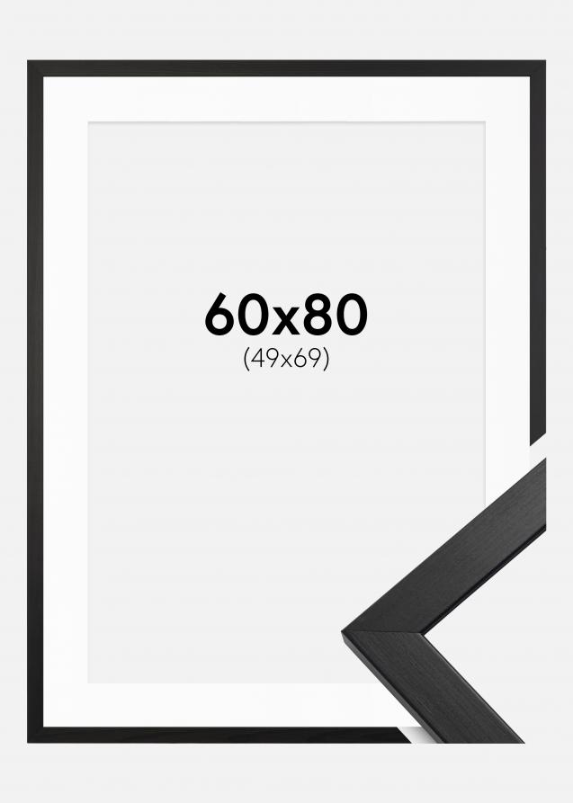 Ramme Stilren Sort 60x80 cm - Passepartout Hvid 50x70 cm