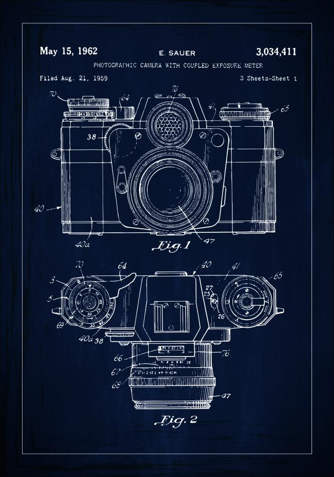 Patenttegning - Kamera I - Bl Plakat