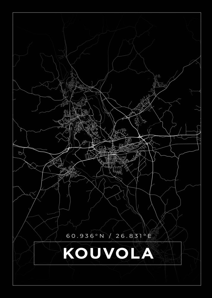 Kort - Kouvola - Sort Plakat