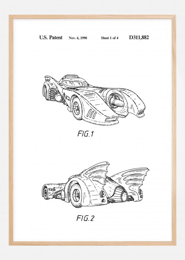 Patenttegning - Batman - Batmobile 1990 I Plakat