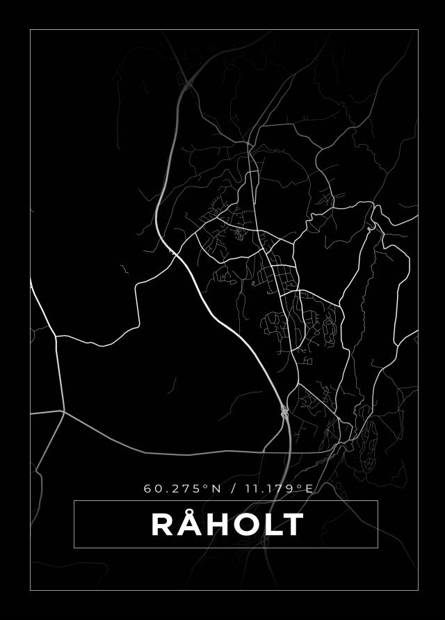 Kort - Råholt - Sort Plakat