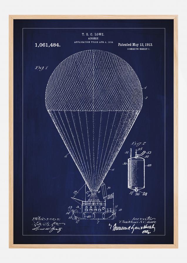 Patenttegning - Luftskib - Blå Plakat