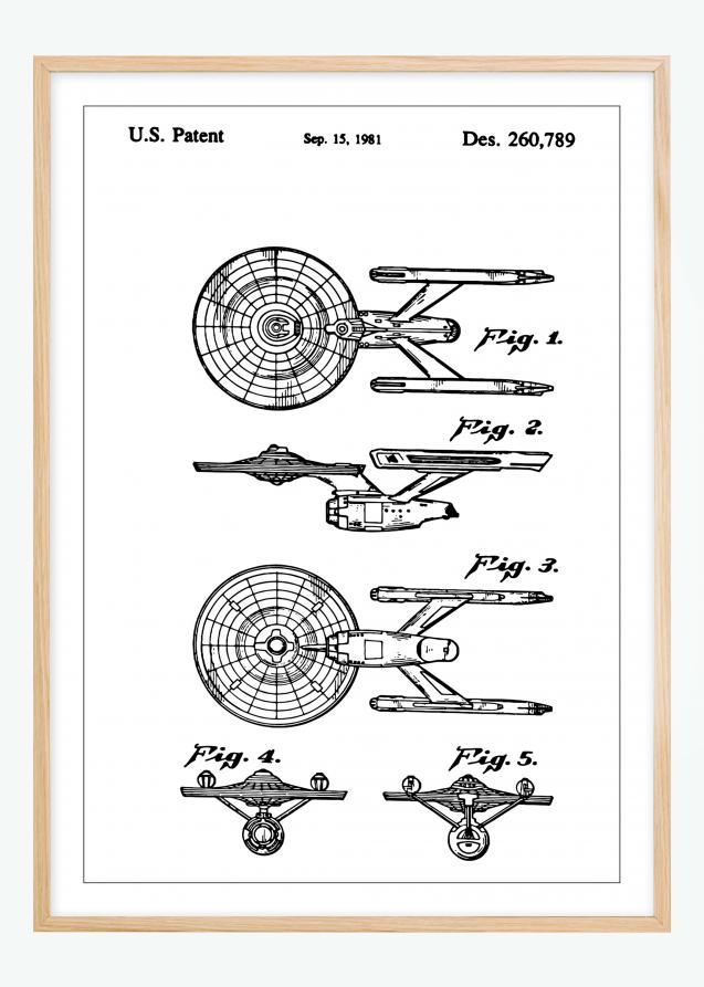 Patenttegning - Star Trek - USS Enterprise Plakat