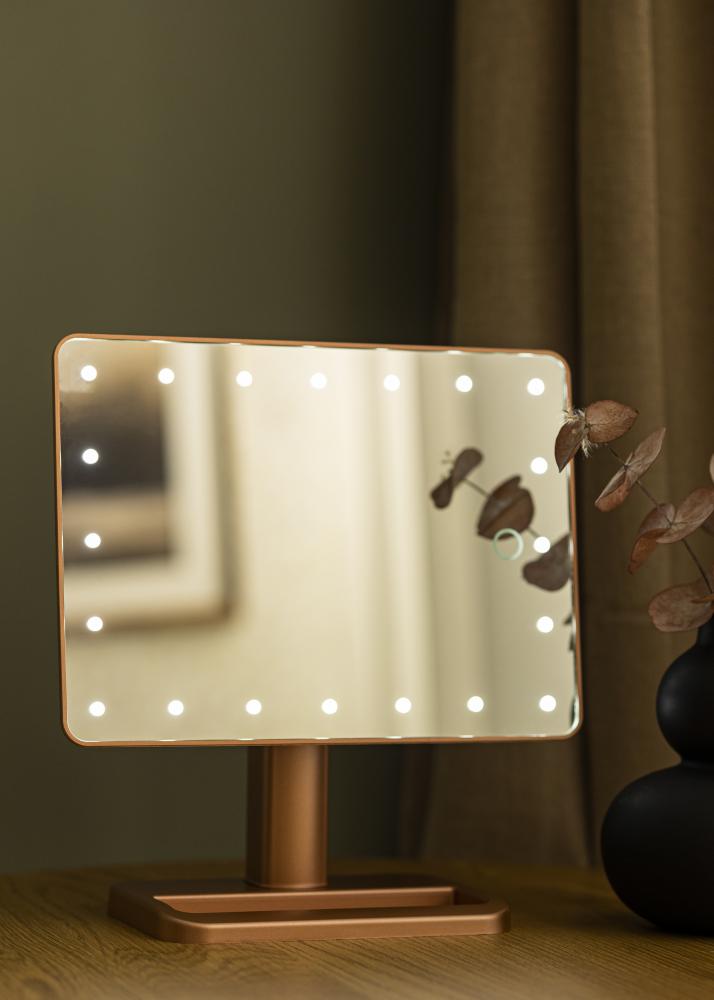 KAILA Makeupspejl LED med Bluetoothhjtaler Rosaguld 18x30 cm
