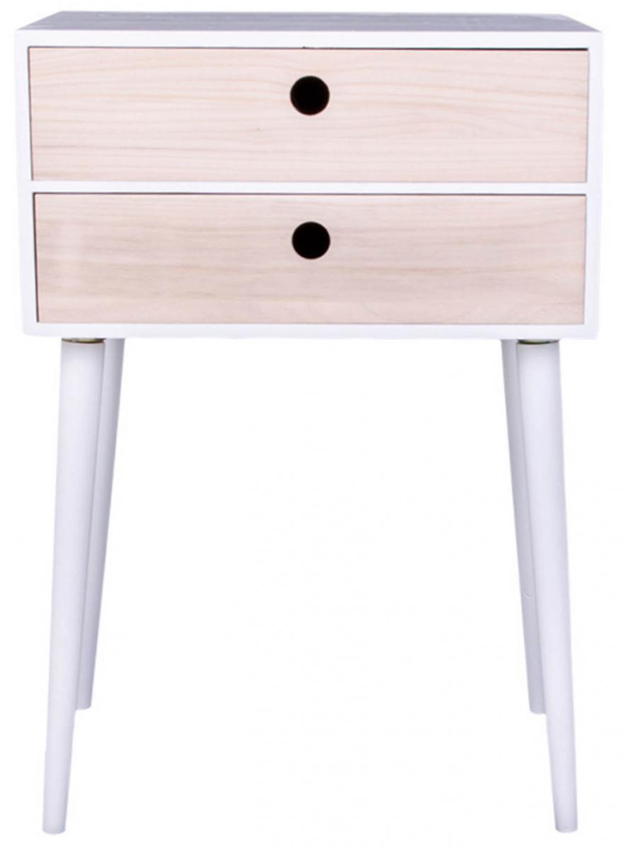 Sengebord Rimini 32x45 cm - Hvid/Træ