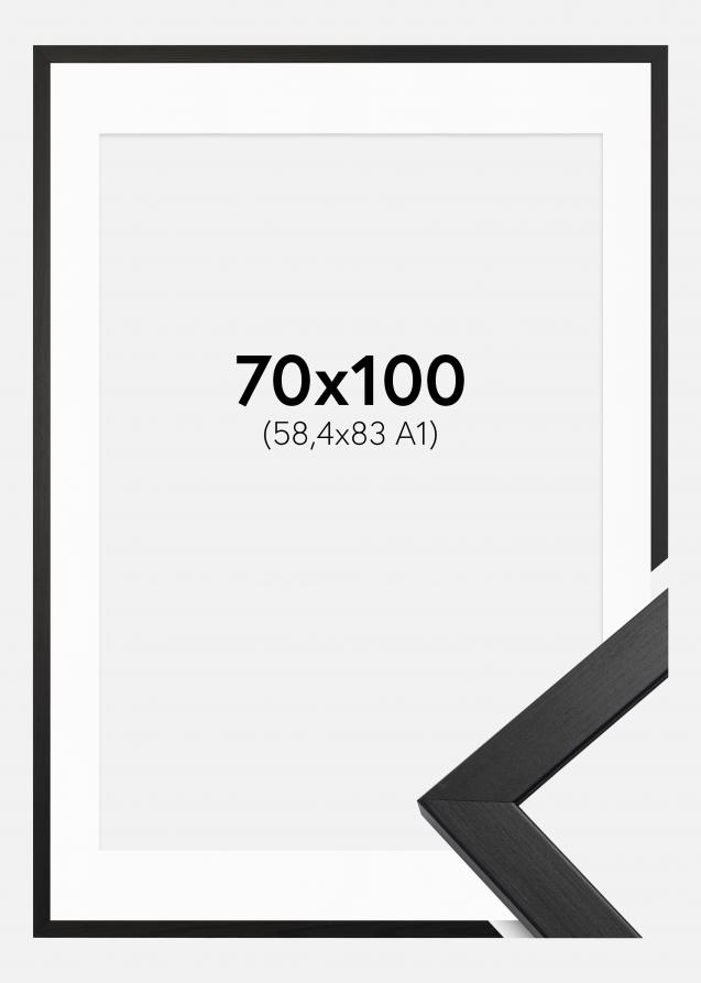 Ramme Stilren Sort 70x100 cm - Passepartout Hvid 59,4x84 cm