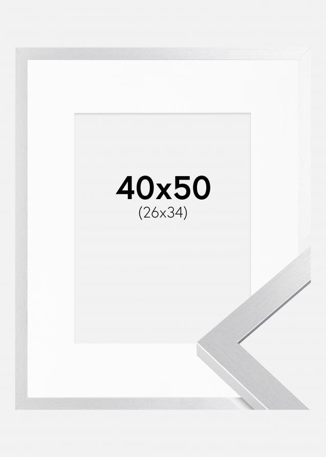 Ramme Selection Sølv 40x50 cm - Passepartout Hvid 27x35 cm
