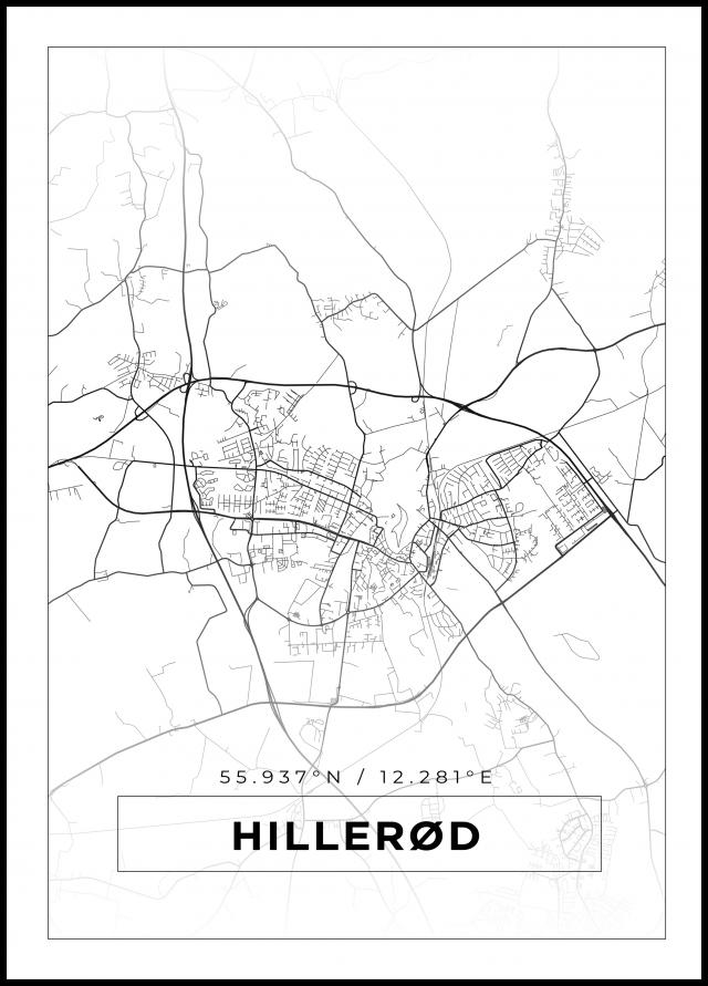 Kort - Hillerød - Hvid Plakat