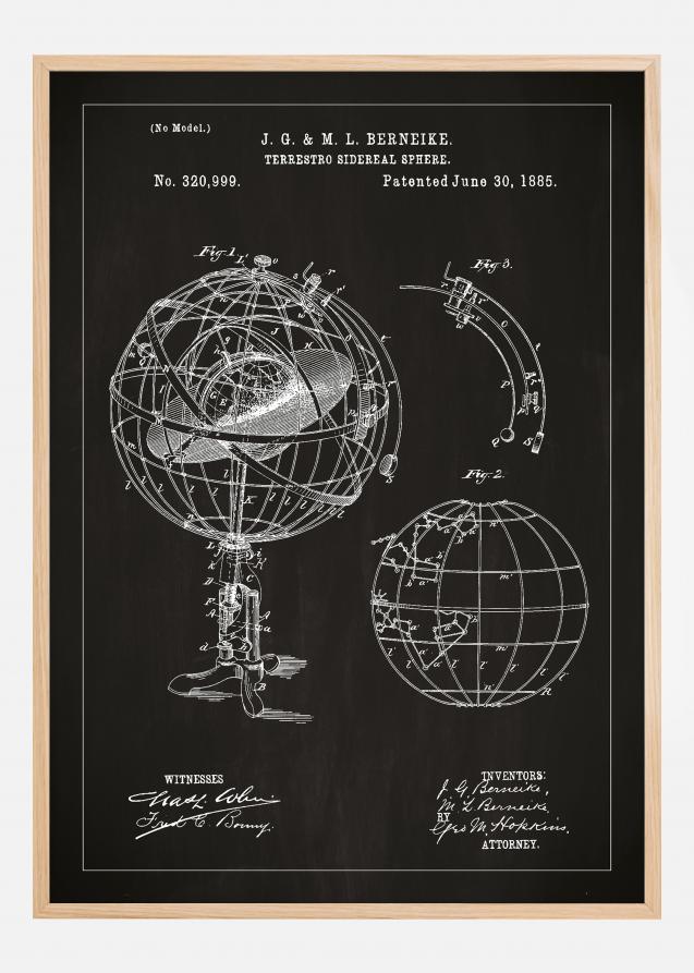 Patenttegning - Astronomisk model - Sort Plakat
