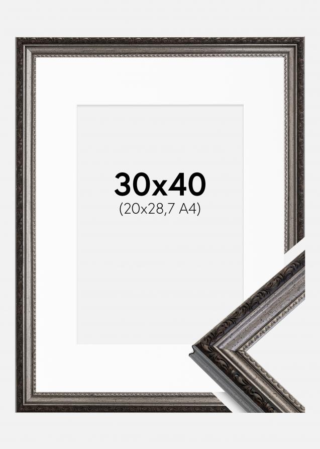 Ramme Abisko Sølv 30x40 cm - Passepartout Hvid 21x29,7 cm (A4)