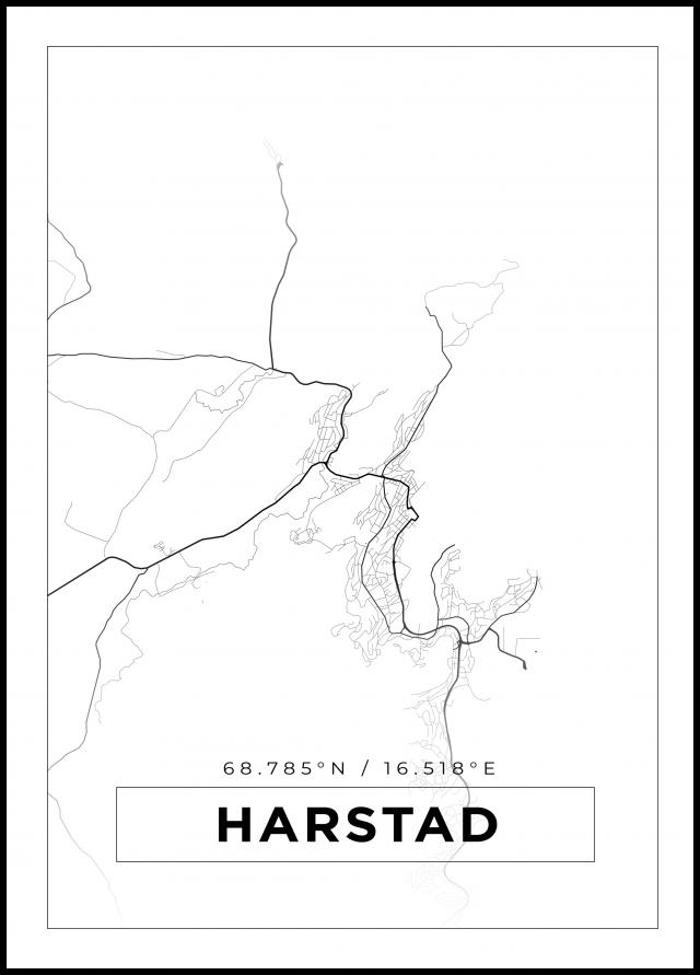Kort - Harstad - Hvid Plakat