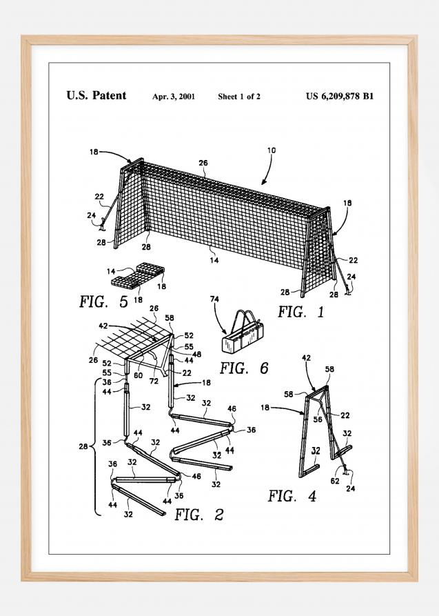 Patent Print - Soccer Goal - White Plakat