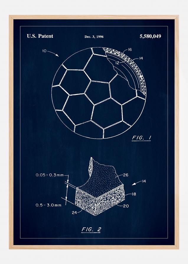 Patent Print - Football - Blue Plakat