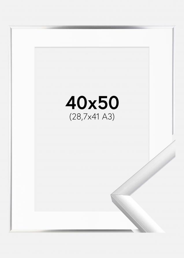Ramme New Lifestyle Sølv 40x50 cm - Passepartout Hvid 29,7x42 cm (A3)