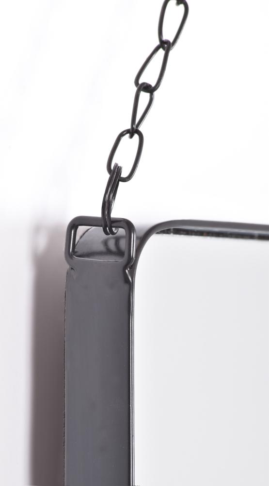 Spejl Kariba Black Rectangular With Metal Chain Hanger 30x37 cm
