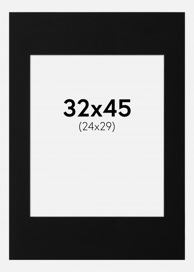 Passepartout Sort Standard (Hvid Kerne) 32x45 cm (24x29)