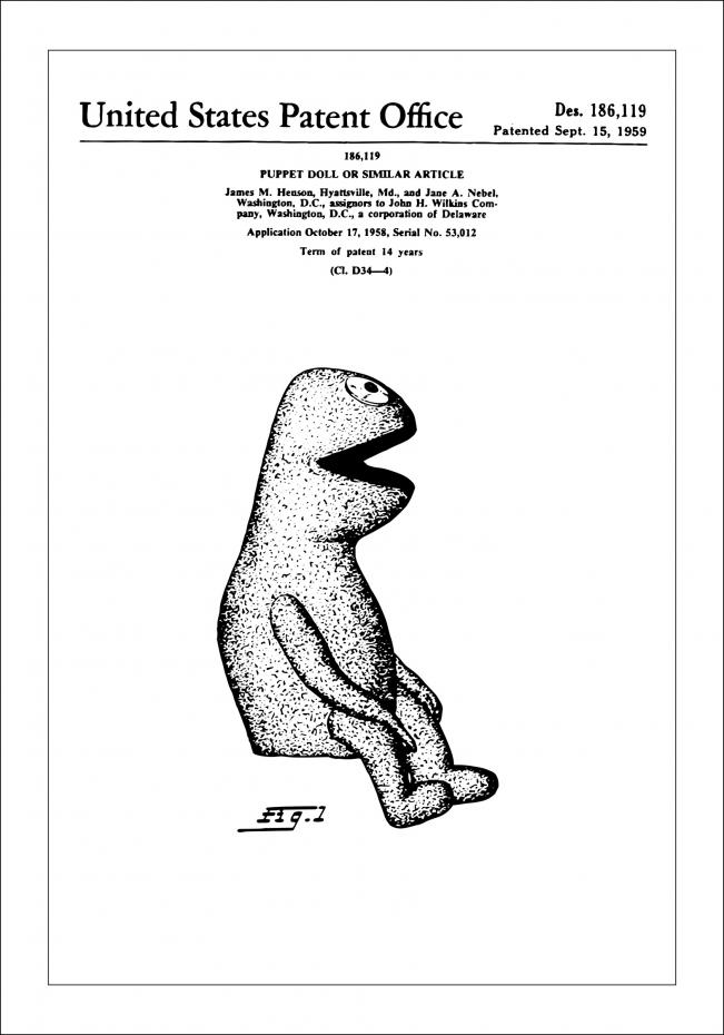 Patenttegning - Muppets - Kermit I Plakat