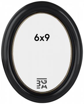 Oval sort ramme til billede p 6x9 cm 