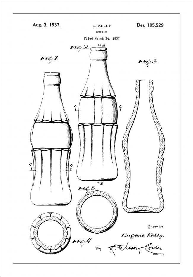 Patenttegning - Coca Cola-flaska Plakat