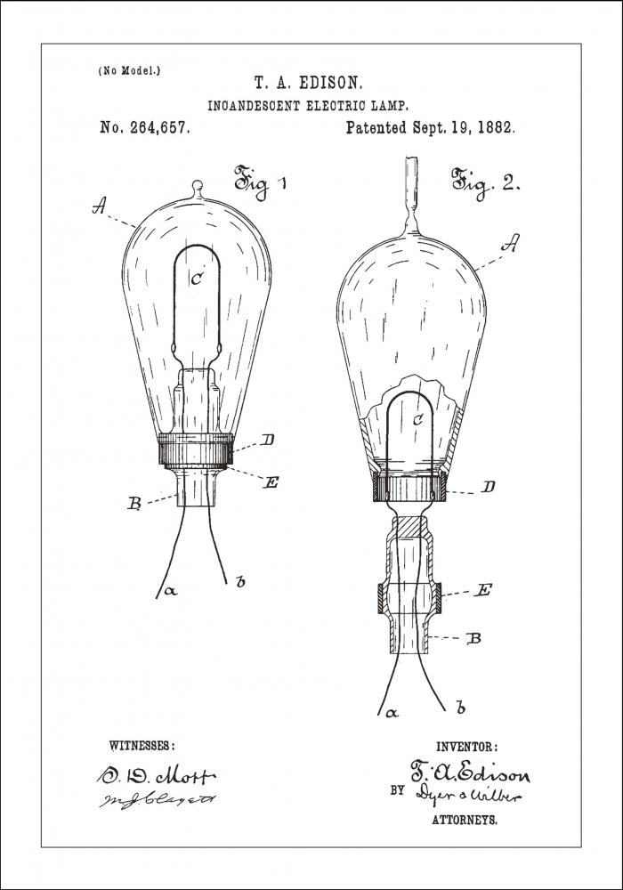 Patenttegning - Elpre A - Hvid Plakat