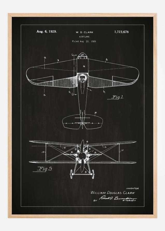 Patenttegning - Fly - Sort Plakat