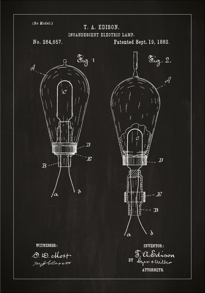 Patenttegning - Elpre A - Sort Plakat