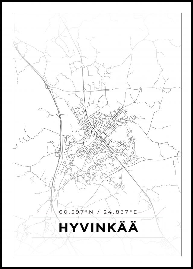 Kort - Hyvinkää - Hvid Plakat