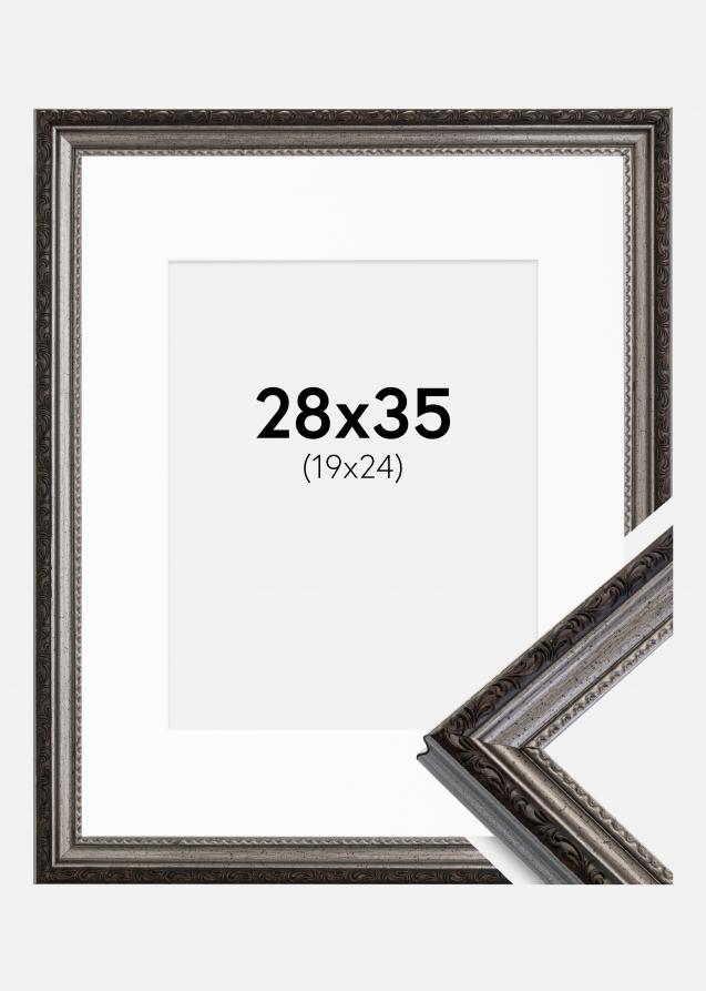 Ramme Abisko Sølv 28x35 cm - Passepartout Hvid 20x25 cm