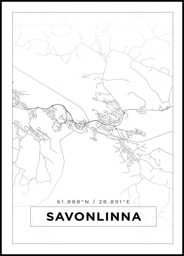 Kort - Savonlinna - Hvid Plakat