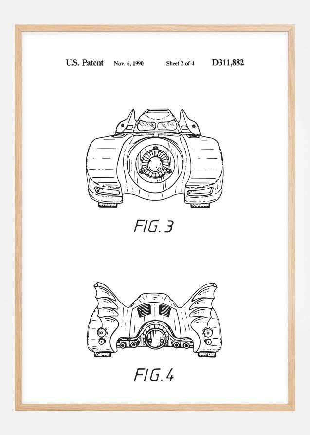 Patenttegning - Batman - Batmobile 1990 II Plakat