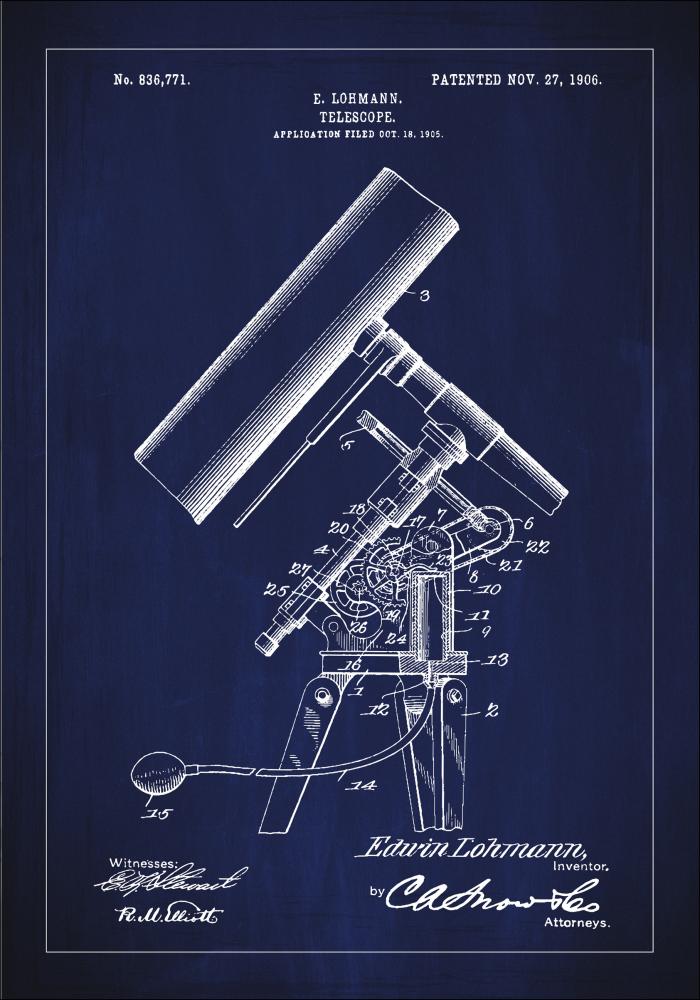 Patenttegning - Teleskop - Bl Plakat