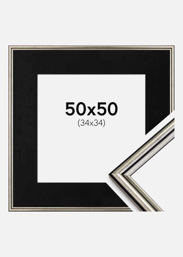Ramme Horndal Sølv 50x50 cm - Passepartout Sort 35x35 cm