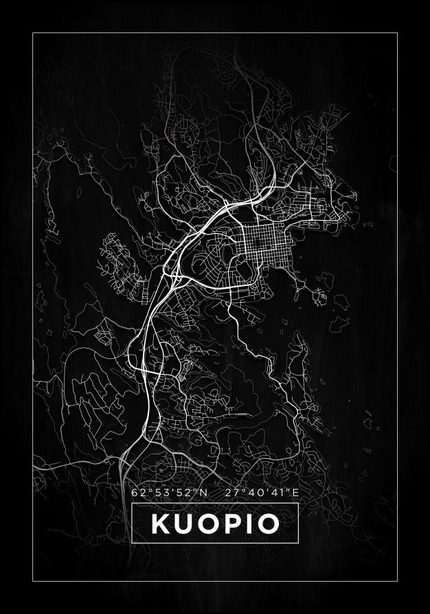 Kort - Kuopio - Sort Plakat