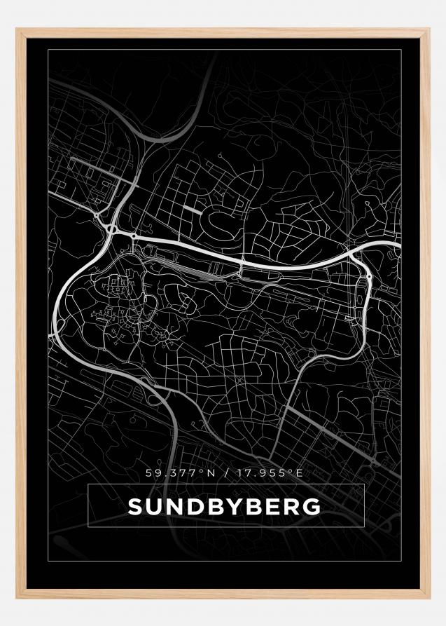 Kort - Sundbyberg - Sort Plakat