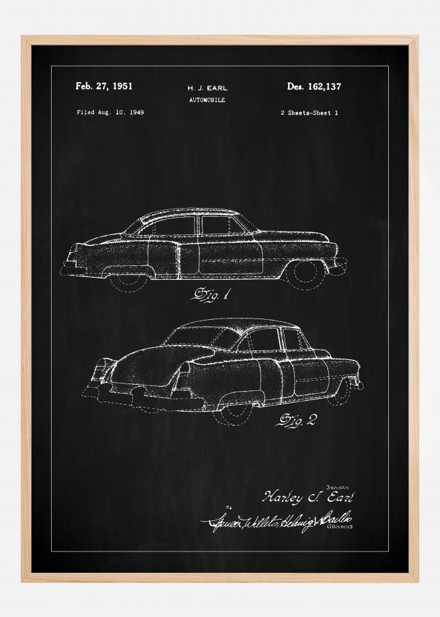 Patenttegning - Cadillac I - Sort Plakat