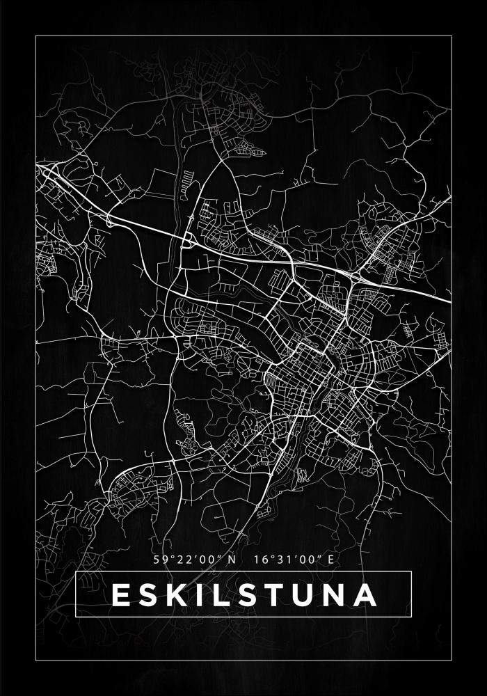 Kort - Eskilstuna - Sort Plakat