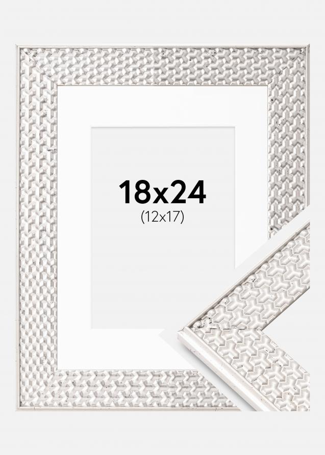 Ramme Grace Sølv 18x24 cm - Passepartout Hvid 13x18 cm