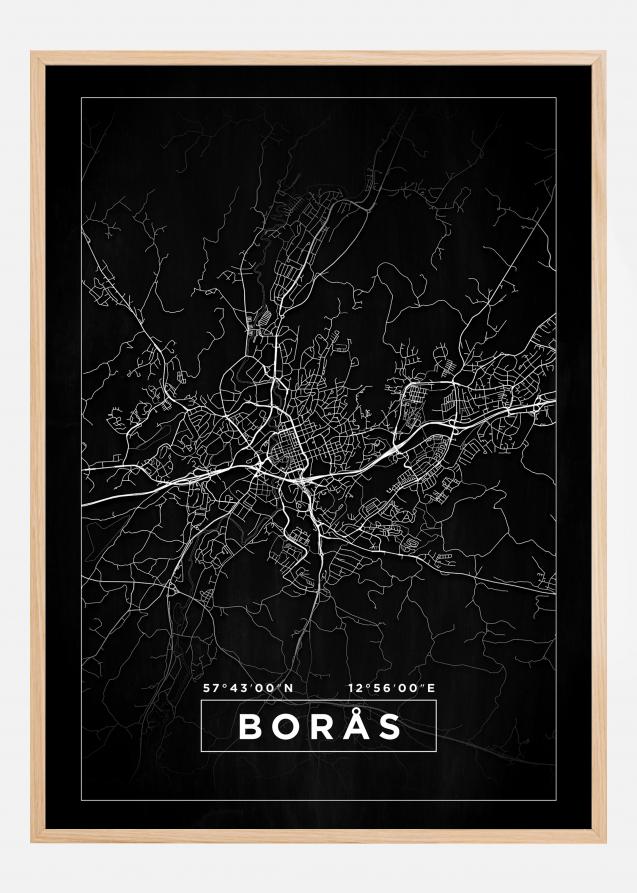 Kort - Borås - Sort Plakat