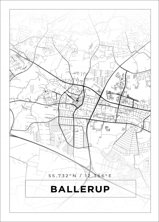 Kort - Ballerup - Hvid Plakat