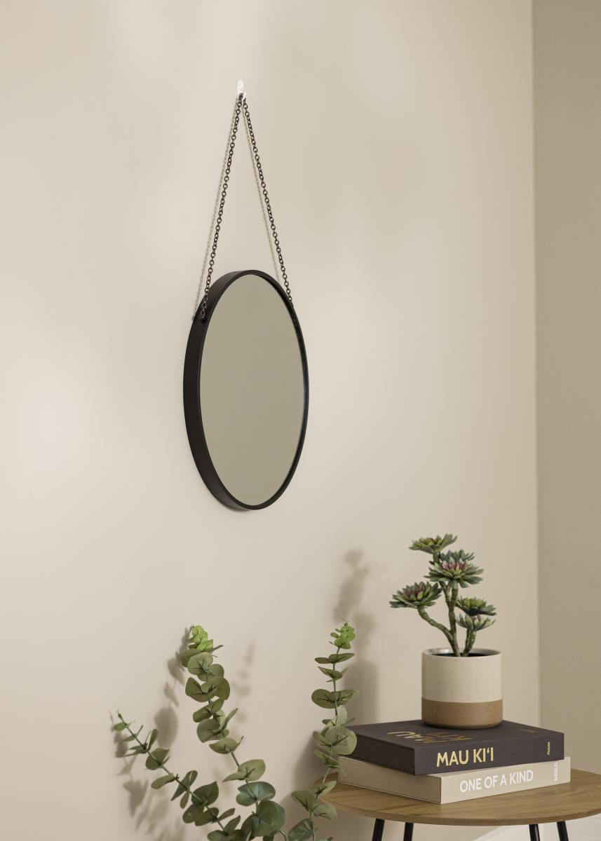 Rundt Spejl Modern Deep Sort 41 cm 