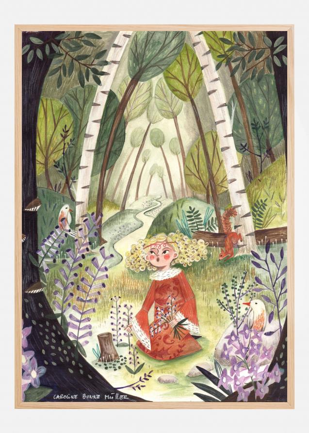 Princess in the forest with flowers Plakat