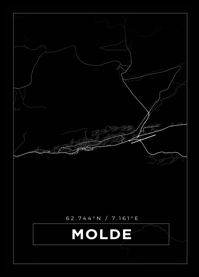 Kort - Molde - Sort Plakat
