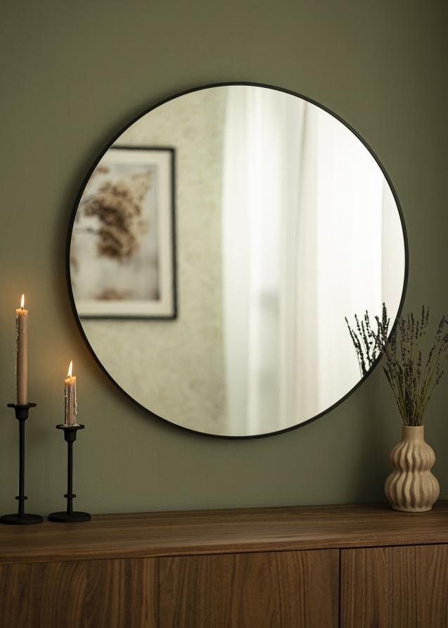 Spejl Modern Sort 80 cm Ø