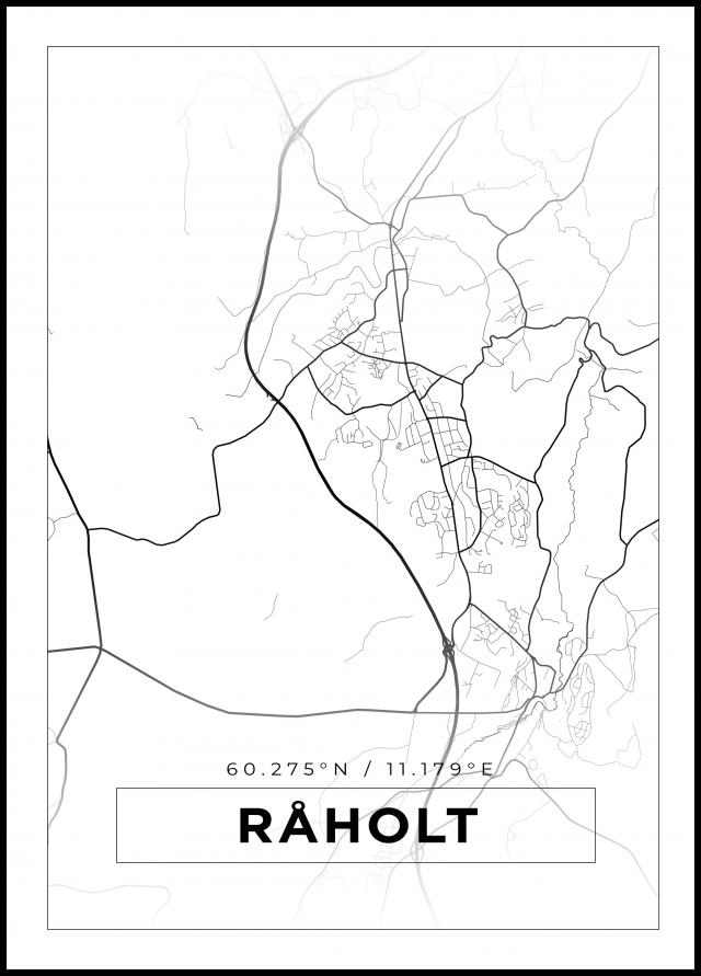 Kort - Råholt - Hvid Plakat