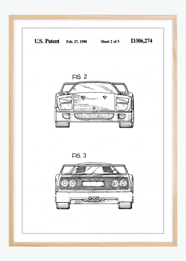 Patenttegning - Ferrari F40 III Plakat